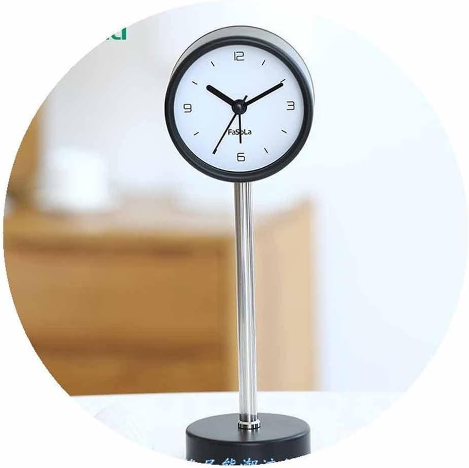 FMURY Straight Pole Vertical Clock Home Desktop Vertical Clock Small Metal Straight Pole Alarm Clock