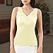 Womens Sleeveless Thermal Underwear Top V Neck Built-in Bra Fleece Lined Tank Tops Lace Base Layer Winter Warm Undershirt (White, XXL)