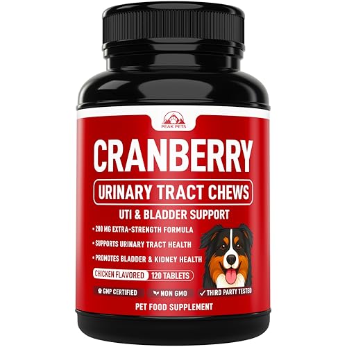 Cranberry Supplement for Dogs UTI Treatment (120 Chews) Dog Urinary Tract Support for Kidney & Bladder Health - Cranberry Relief Supplement for All Ages Breeds & Sizes - Chicken Flavor - USA Made