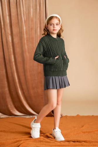 Image of GRACE KARIN Girls Knit Cardigan Sweater Zip Long Sleeve Kids School Uniform Fall Jacket Size 6-14
