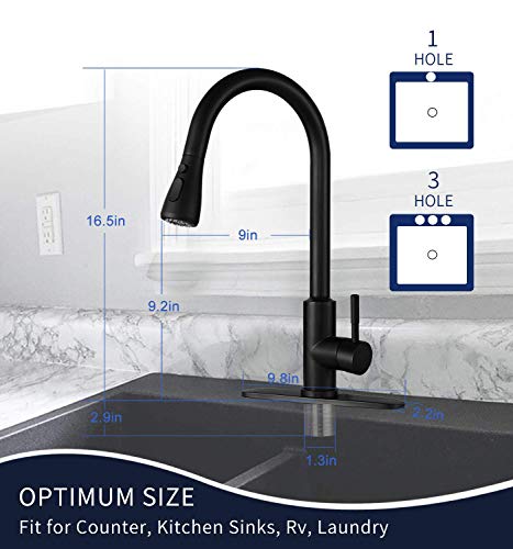 Touch Kitchen Faucet With Sprayer, Mstjry Matte Black Kitchen Sink Faucet With Pull Down Sprayer, Smart Faucets For Kitchen Sinks, Stainless Steel For Kitchen Sinks #TOP4