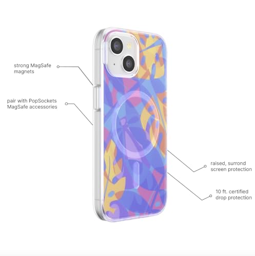 PopSockets Hülle für iPhone 15 kompatibel mit MagSafe, Hülle für iPhone 15, kompatibel mit kabellosem Laden, Nur Hülle - Boca Palms Blue – Ansicht 4