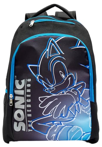 Sonic le Hérisson Character Line Sac à dos d'école, noir/bleu, 44 cm (H) x 30 cm (l) x 12 cm (P), noir/bleu, 44cm (H) x 30cm (W) x 12cm (D)