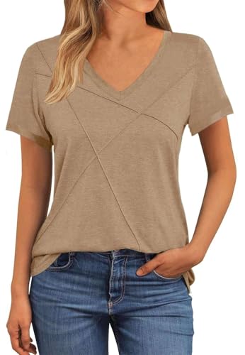 NAIOSS Damen Tshirt Kurzarm V-Ausschnitt Oberteile Sommer Elegant...