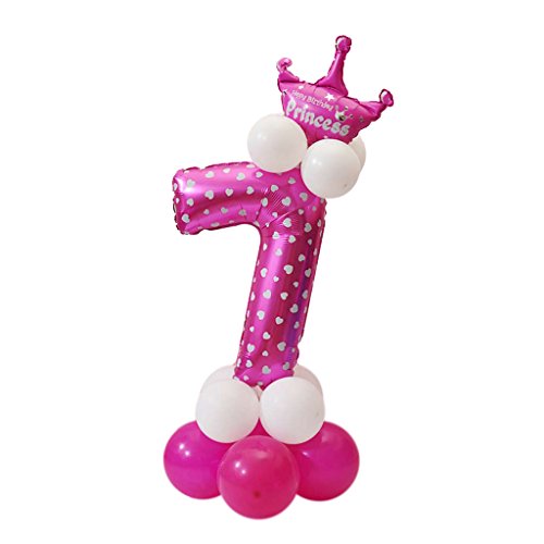 FLAMEER Number Balloon Party Festival Decorations Birthday Anniversary Foil Helium Balloons Party Supplies - Pink 7, as described