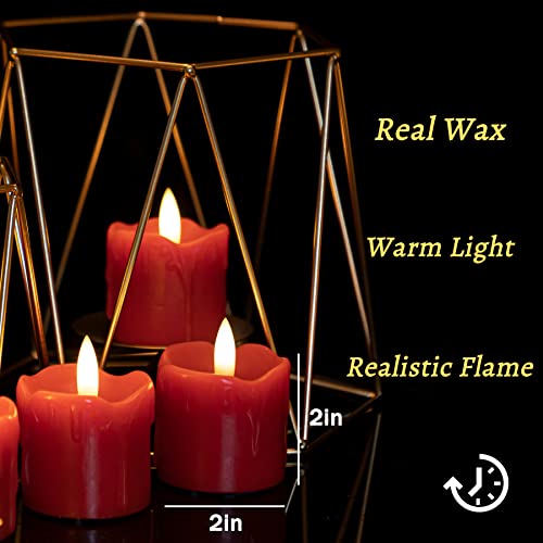 Sehnsy Real Wax Flameless Votive Candles With Remote Timers,2"X2" Battery Operated Fake Candles Set Dropping Wax Red Realistic Led Tea Lights Candles For Christmas Party Wedding Home Decor(6 Pack) #TOP1