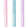 3-Piece Carbon Fiber Salon Hairdressing Comb Set for Men and Women - Fine Cutting Comb (Pink, Blue, Purple)