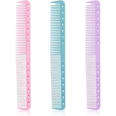 3-Piece Carbon Fiber Salon Hairdressing Comb Set for Men and Women - Fine Cutting Comb (Pink, Blue, Purple)