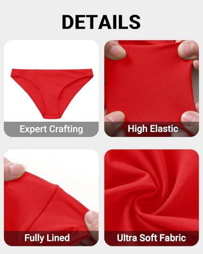 Image of Tempt Me Women Low Rise Bikini Bottoms - Moderate Coverage Bathing Suit Bottoms Low Waisted Swimsuit Bottoms Brief