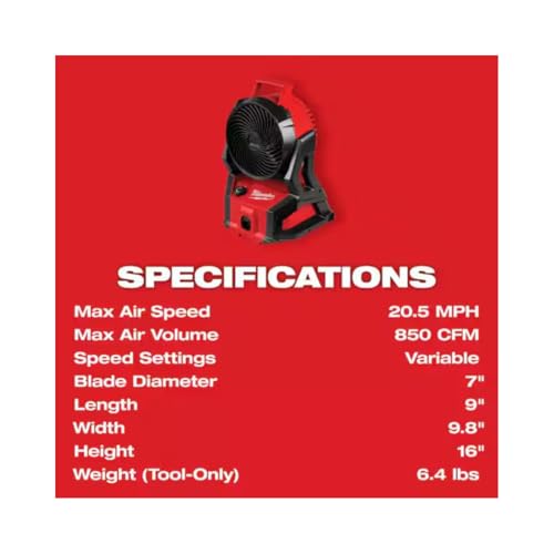 Milwaukee 0886-20P M18 Cordless Jobsite Fan with M18 REDLITHIUM XC 5 Ah Starter Kit