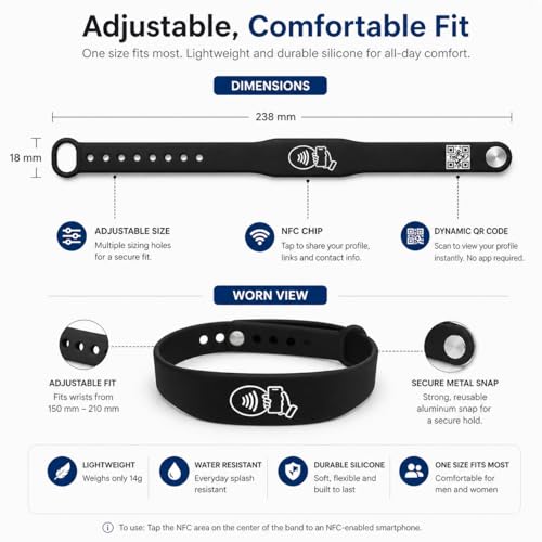 Bracelet NFC connecté QR code pour partage de contact iPhone Android - 5