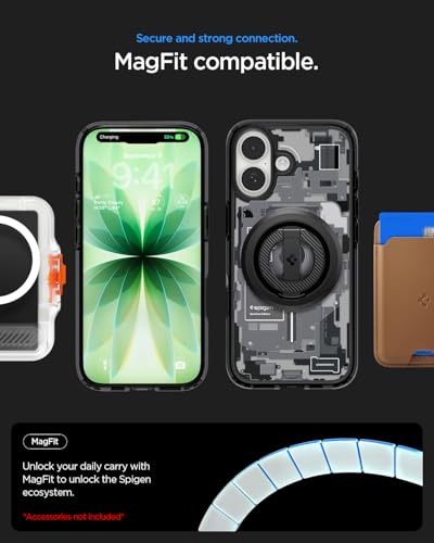 Image of Spigen Ultra Hybrid MagFit Back Cover Case Compatible with iPhone 17 (TPU + Poly Carbonate | Zero One Black)