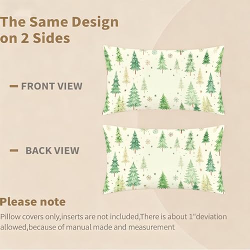 Housse coussin 40x70cm Noël en velours vert imperméable | Lot de 2