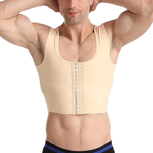 zinhsq Braguita moldeadora para hombre – Reducción de la compresión ginecomastia – Corsé sin mangas para soporte de espalda – Sujetador corrector de postura, Beige y beige, L