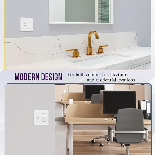 Image of ENERLITES Combination Toggle Light Switch /Decorator Light Switch Plate, Double Switch Wall Plate, Standard Size 2-Gang 4.68 inch x 4.73 inch, Polycarbonate Thermoplastic, Gloss Finish, SI881131-W, White