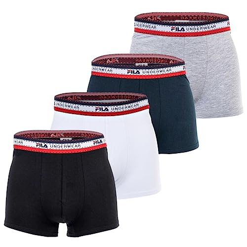 FILA Calzoncillos tipo bóxer para hombre pack de 4 ropa interior de algodón transpirable