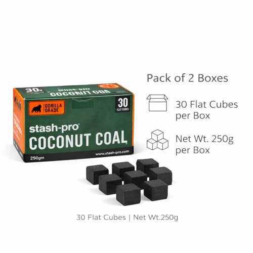 Image of Stash-Pro Coconut Coal Flat Cubes | Gorilla Grade | Long Burn | Low Odour | Low Ash | 250g per Box (3, Flat Cube)