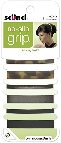 Scunci No-Slip Grip Stay Tight Barrettes 6 ea (Pack of 2)