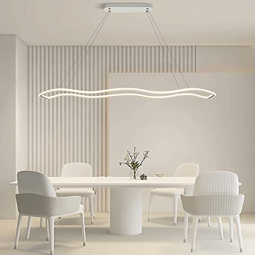 Suspension longue en fer blanc ondulée 40W à éclairage d'ambiance LED - 7