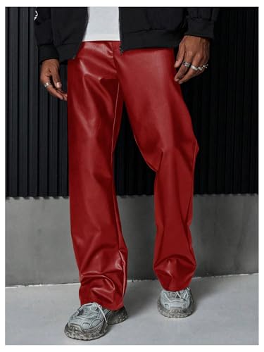 Floerns Men's PU Leather Flare Leg Pants Street Disco Pant with Pocket3