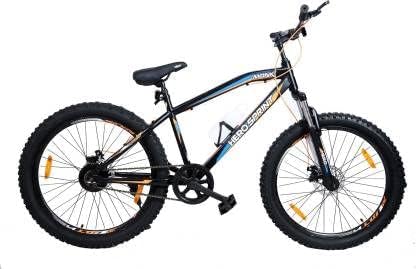 Image of Hero Sprint Monk Cycle in 24t Wheel Size with Extra Fat Tyres of 24 * 3.00 with Dual disc Brakes for Age Group 9 to 11 Years (Available in Black Orange Colour only)