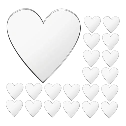 Gogogmee 100 Adhesivos Acrílicos de Espejo Forma de Corazón Mini Azulejos Autoadhesivos de 2X2 CM Decoración para Manualidades Scrapbooking y Paredes Adecuado para San Valentín