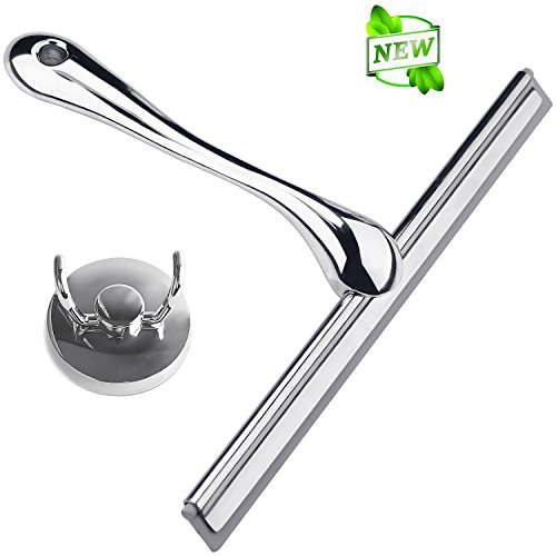Preisvergleich Produktbild Elegear Abzieher Dusche Edelstahl Fensterabzieher Wasserabzieher Duschabzieher mit starken Saughaken für Spiegel Bad und Dusche