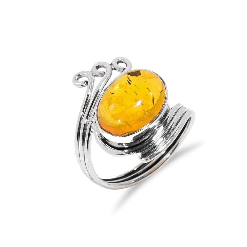 Bague en argent et ambre de la Baltique à porter au quotidien pour femme