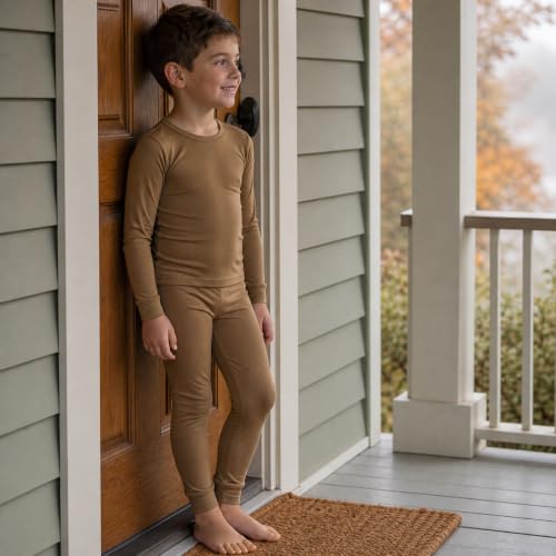 Image of BABY 2T-10Y Toddler Kids Girls Boys Soft Comfy Viscose 2pcs Set Long Sleeve Plain Shirts and Pants Sets