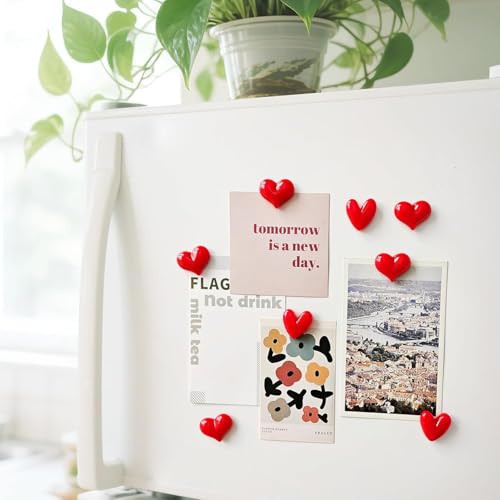 Image of Nostrae by Ekhasa Red Heart Cute Fridge Magnets Set of 10 | Fridge Magnet Refrigerator Stylish | Kitchen Fridge Decoration Items | Mini Gifts