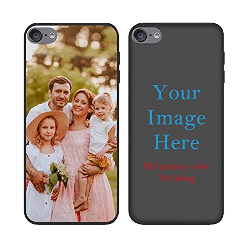 Custom Case for iPod Touch 5/6/7 Customized Personalized Photo Text Name iPod Cover Anti-Scratch Shock-Resistant Soft Protective TPU iPod Cases Black