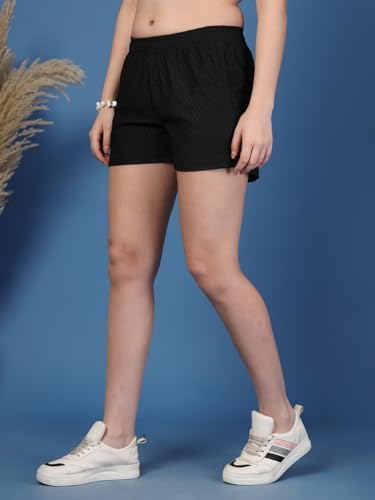 Image of UZARUS Women's Elastic Waist Shorts Night Wear Sports and Running Gym Workout and Yoga Regular Fit Short for Women Combo (Pack of 2)