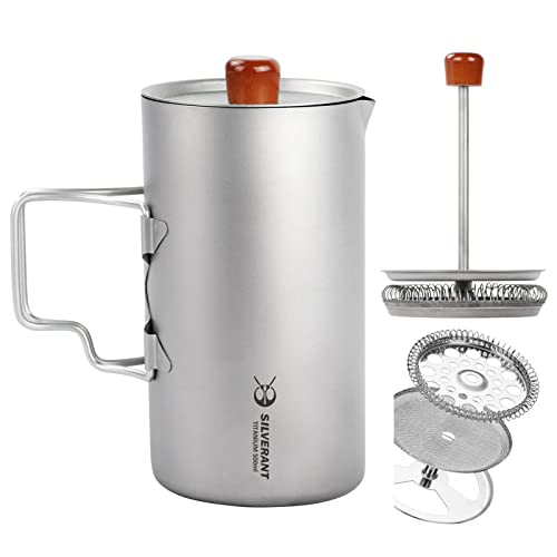 SILVERANT Titanium Coffee French Press Cup Travel Coffee Maker for Hiking