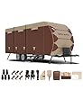 Umbrauto 300D Oxford Cloth Travel Trailer RV Cover 24-27ft, Waterproof Ripstop Camper Cover for Winter Snow with Tongue Jack Cover, Extra Windproof Ropes, Also Fits Toy Hauler Cover