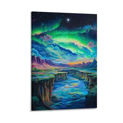 Aurores boréales murale decoration affiche peinture sur toile salon et chambre 30x45cm EKZLQJWPN