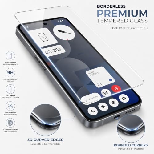 Image of ArmourPro 3D Borderless Tempered Glass for Nothing 3A Pro, 3A Lite, Nothing 3A and CMF 2 Pro, HD Clear Curved Edge to Edge Screen Protector, 9H Hardness, Oleophobic Coating, Case Friendly | Pack of 1