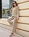 Tanming Women's 2 Piece Outfits Long Sleeve Knit Sweater Top Wide Leg Pants Lounge Sets Tracksuits (Khaki, X-Large)