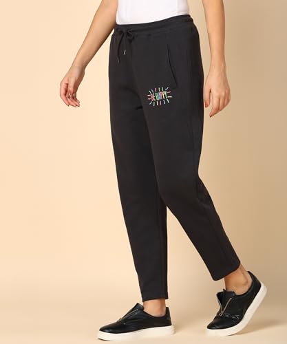 Image of Alan Jones Clothing Women's Comfort Fit Mid Rise Solid Cotton Joggers Track Pant