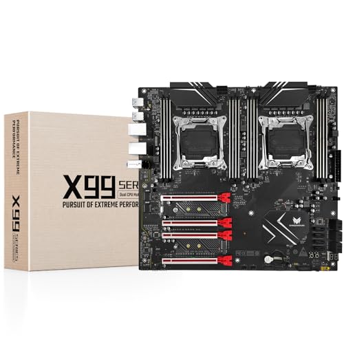 SHANGZHAOYUAN X99 Dual CPU Mainboard LGA 2011-3 Server Motherboard (E-ATX, 8*DDR4 ECC, 2*NVME M.2, 2*Gb LAN, SATA 6Gbit/s, 4*PCIe X16, 10-Layer-PCB) unterstützt Intel CPU Xeon E5 V3 V4 Serien