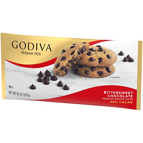 GODIVA Bittersweet Chocolate Premium Baking Chips (11 oz Bag, Pack of 12)