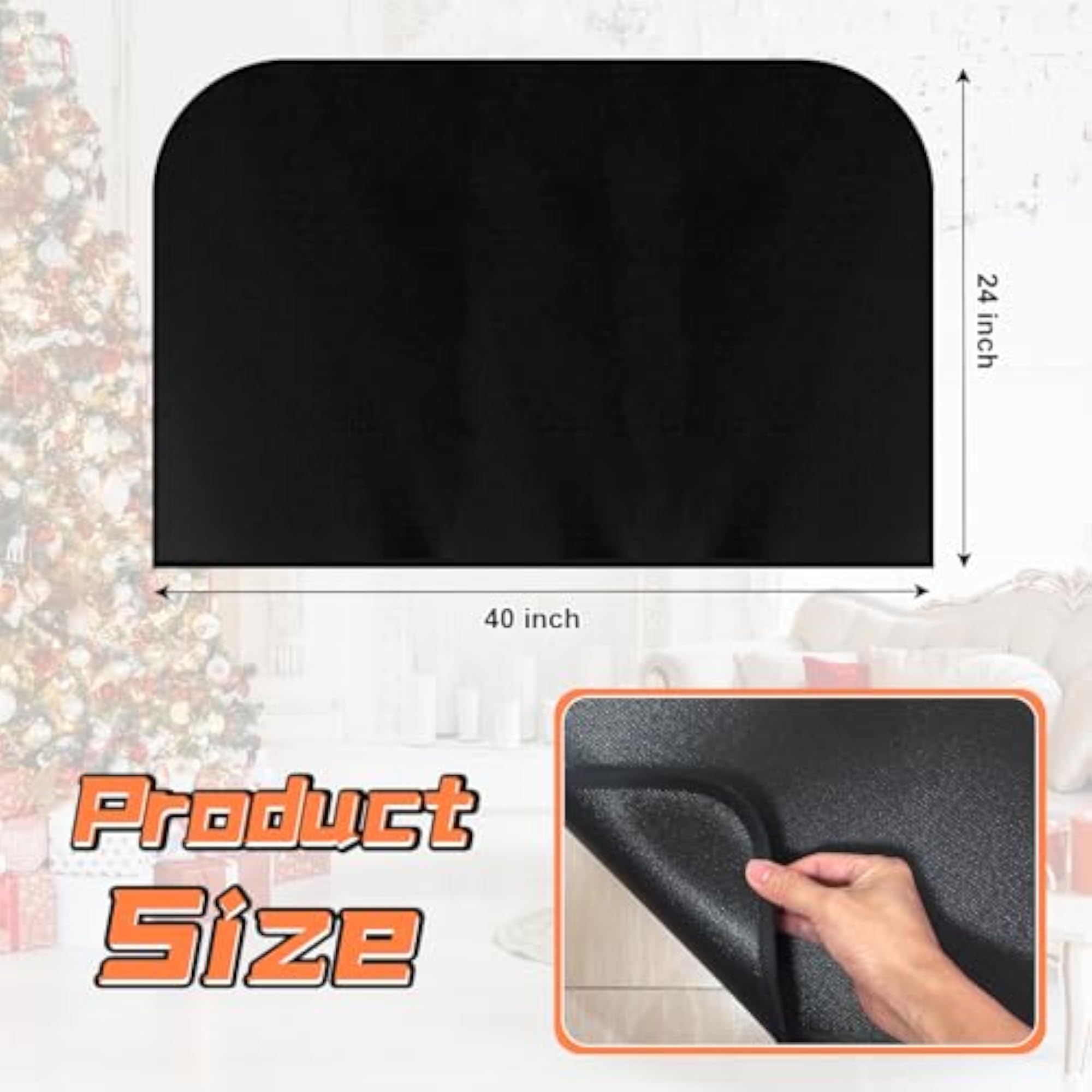 Fireproof Fireplace Mat, D-Shaped Hearth Rug