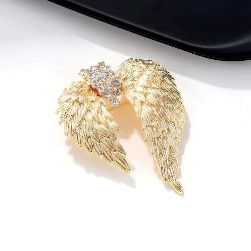 Image of Brooch Pins Gold Angel Wing Rhinestone Lapel Brooches for Women Fashion Jewelry Clothing Decoration Accessorie