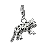 SilberDream Pendentif chat Bengal blanc noir zircon argent charm D2GSC550W un cadeau de Noël, d'anniversaire, de Saint-Valentin pour femme, adolescente, Argent sterling, Zircone cubique