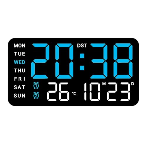 Image of AERYS 9-Inch Digital Alarm Wall Clock, Table Clock, Large LED Display, Adjustable Brightness,12 /24 Hour Format, Dual Alarms,Date&Temperature Display,for Home, Office, Bedroom, Living Room, Home Decor