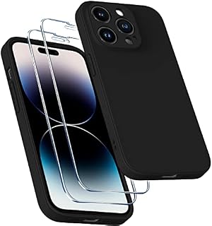 ivoler Camera Protection Case for iPhone 14 Pro 6.1" [Military Grade Shockproof], 1 Phone Case + 2 Tempered Glass Screen Protector, 3 in 1 Protective Back Slim Cover-Black
