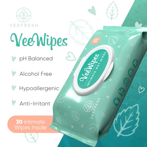 Veefresh Veewipes - Sensitive Feminine Hygiene Wipes - Ph Balanced, Alcohol Free & Hypoallergenic Feminine Wipes For Women - On The Go Female Wipes Pack (30 Vagina Wipes Inside) #TOP1