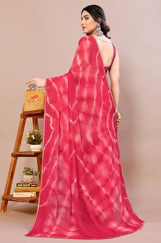 Image of MIRCHI FASHION Women Saree Shibori Print Chiffon | Elegant Festive and Functional Sari for All-Day Comfort with Matching Blouse