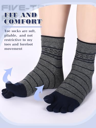 Image of Fourluoo 6 Pairs Women Cotton Athletic Toe Socks