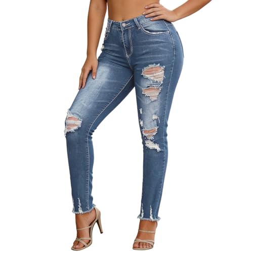 Jean baggy délavé déchiré à coupe skinny courte pour un style affirmé