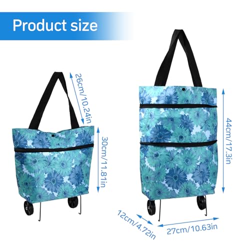 Vielseitiger 2-in-1 Einkaufstrolley, Klappbare Einkaufstasche mit Rollen, Klappbarer Einkaufswagen für Zuhause und Supermarkt, Maximale TragfäHigkeit 20kg – Bild 5